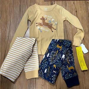 NWT Carter's Deer 3 piece Cotton Pajama Set 4T Toddler Girls PJs Woodland Theme